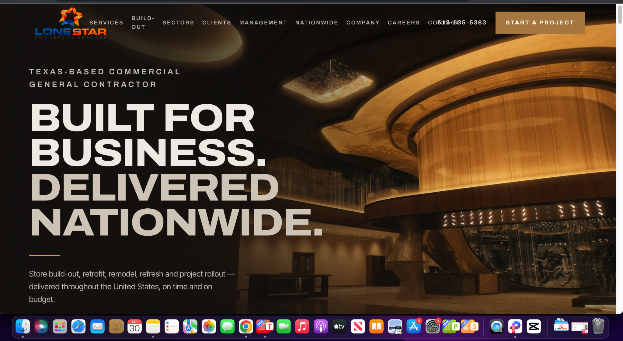 Lone Star Commercial Services homepage after the redesign